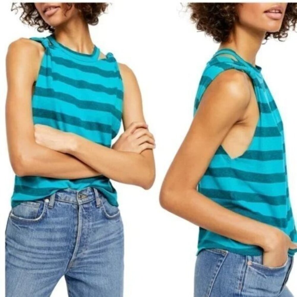 Free People Jungle Teal Cotton Top. XS,S,M